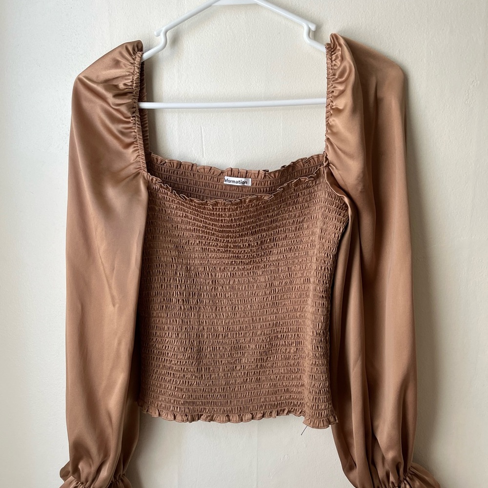 Reformation Silk Square Neckline Blouse